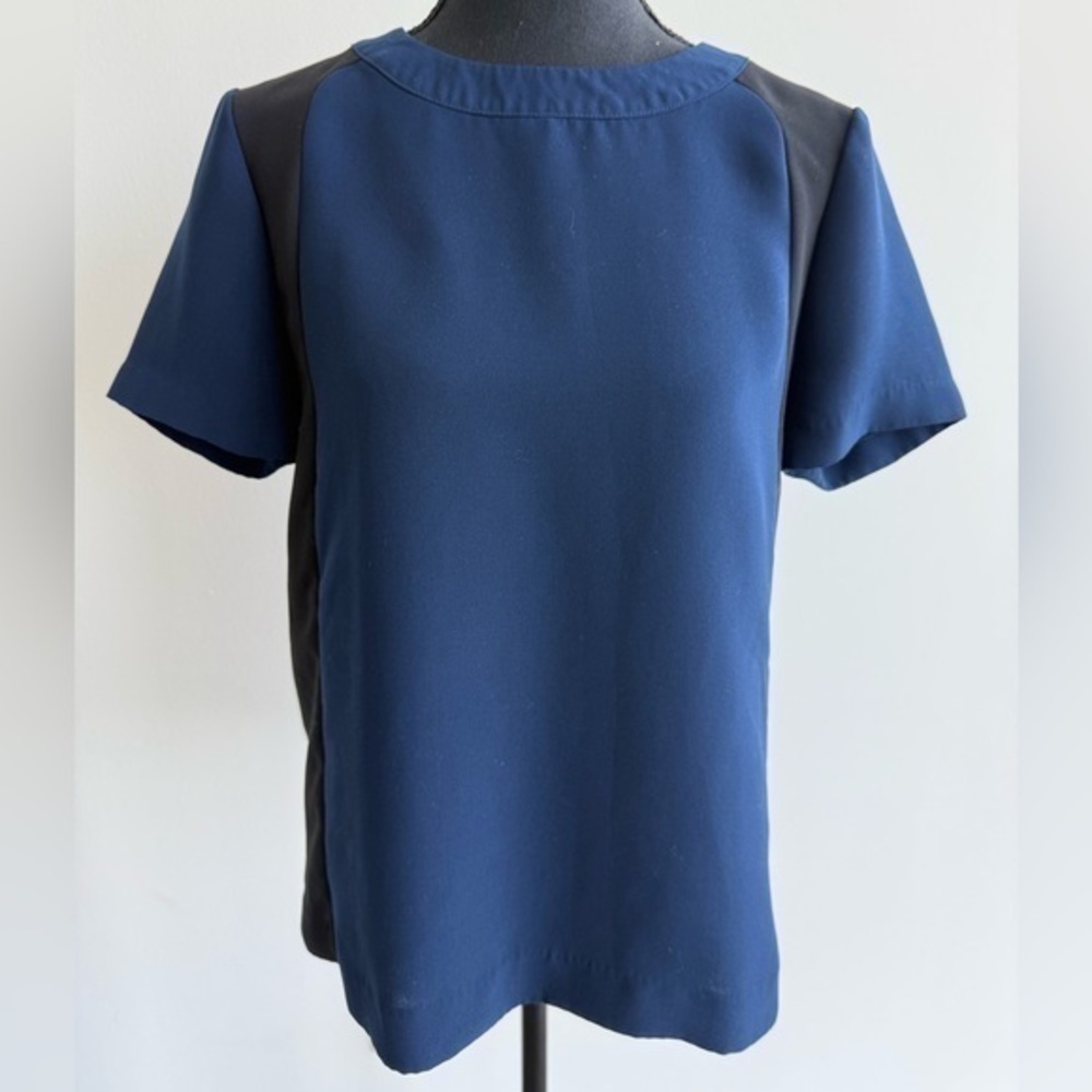 J. Crew Blue and Black Blouse